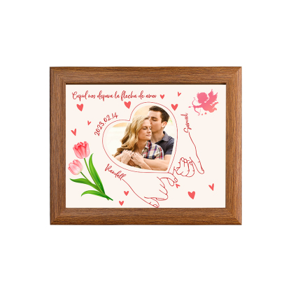 Marco de 1 foto de madera para pareja 2 nombres y fecha personalizados-Jessemade ES