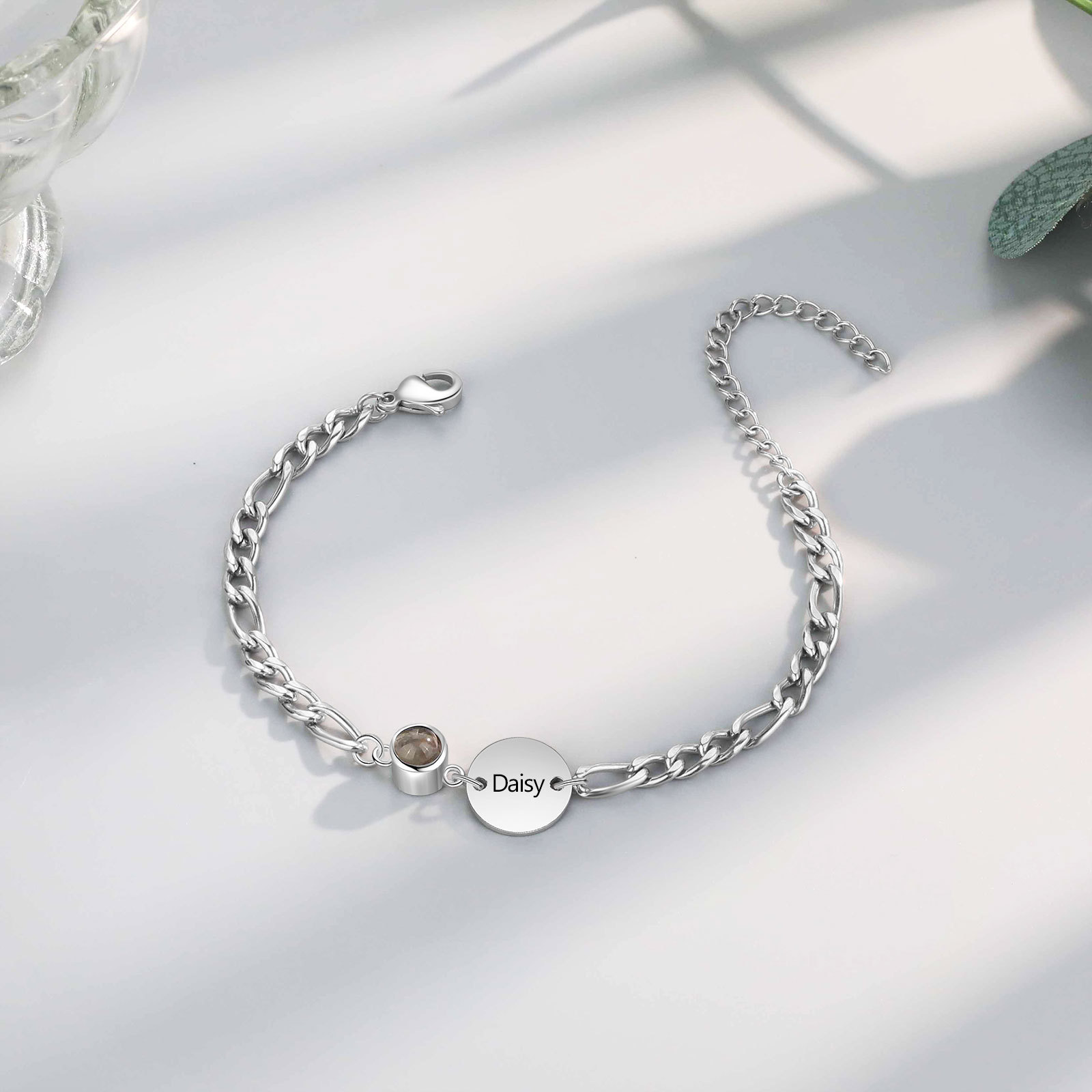 Pulsera con proyección de foto en color para mujer personalizada con 1 nombre Brazalete de proyección-Jessemade ES