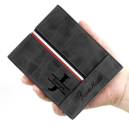 Cartera, billetera personalizada con 1 foto, 1 nombre y 1 letra monedero para hombre-Jessemade ES