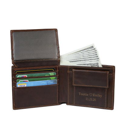 Cartera, billetera personalizada con 2 textos, 1 nombre y 1 letra monedero para hombre-Jessemade ES