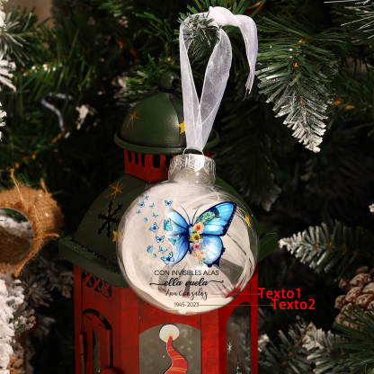 Bola navideña conmemorativa Adorno de Navidad 2 textos personalizados con pluma -Jessemade ES