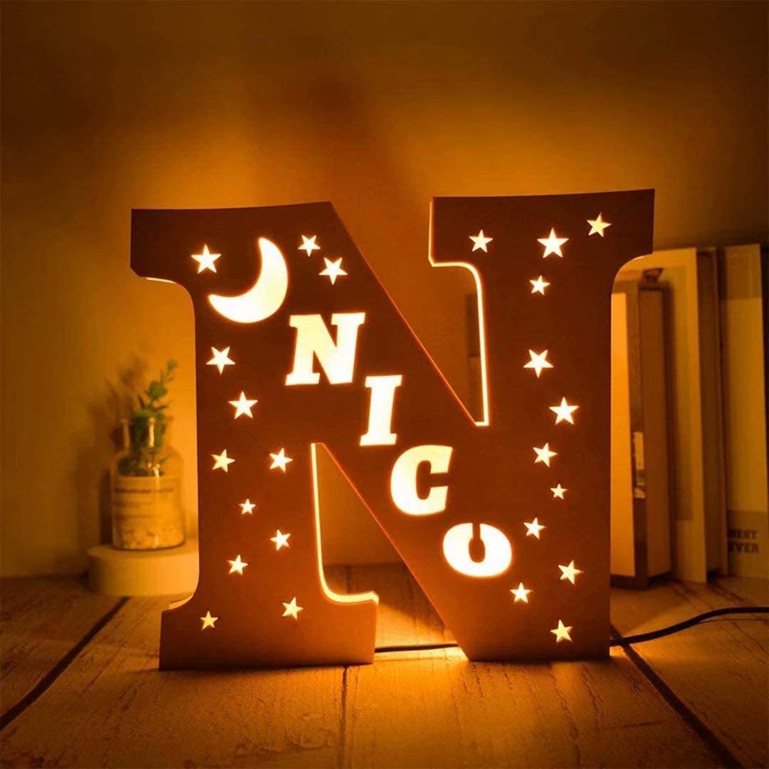 Lámpara 3D Ilusión Luz de Noche LED 26 Letras con 1 nombre personalizado-Jessemade ES