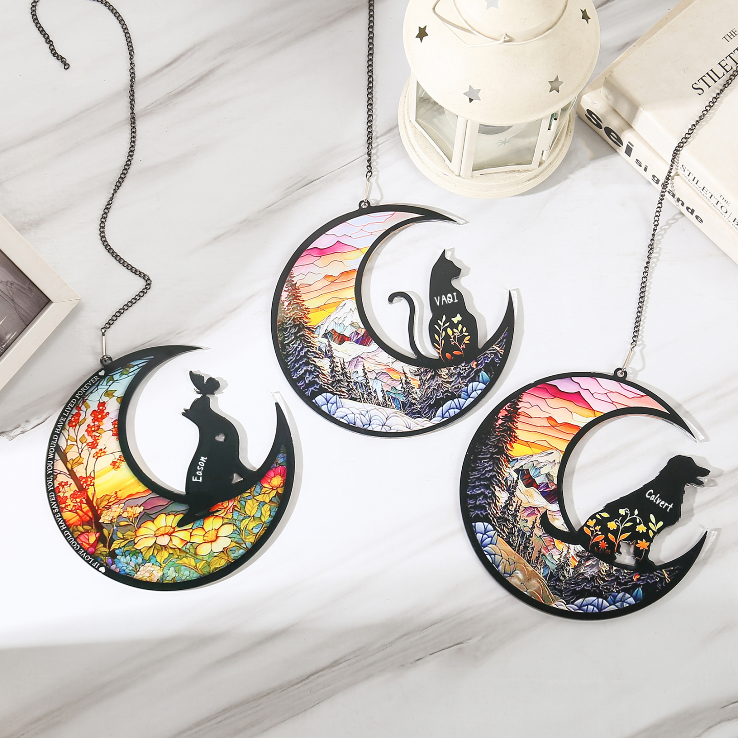 Navidad-Silueta de Perro o Gato Ornamento Navideño 1 nombre personalizado