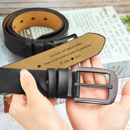 Cinturón de cuero para hombre con 1 nombre y 1 texto personalizados con frases amorosos regalo para pareja | Jessemade