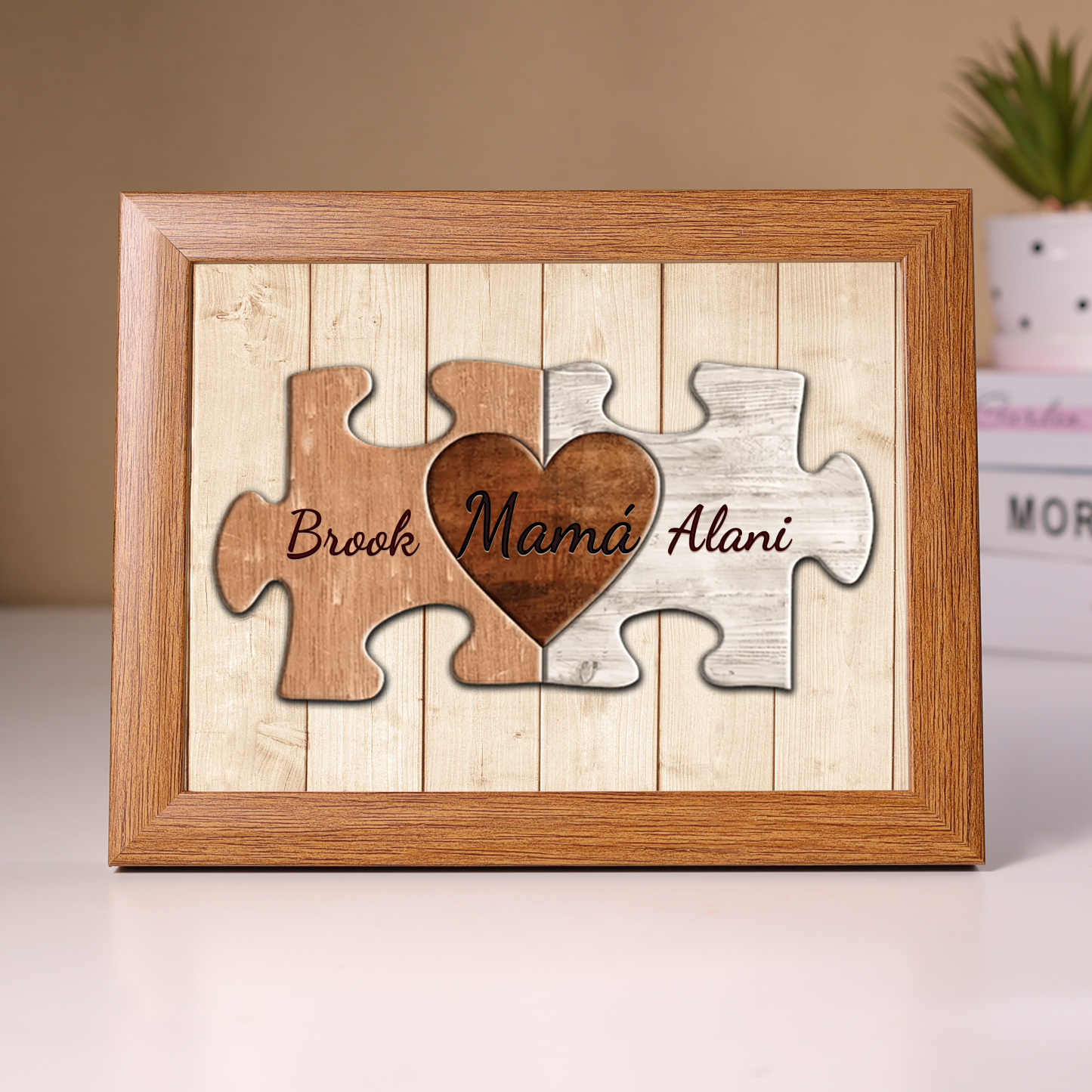 A mi mamá-Marco de 3-9 nombres personalizados rompecabezas de madera-Jessemade ES