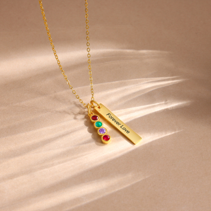 Collar con colgante de placa con 1-6 piedras de nacimiento personalizadas con texto-Jessemade ES