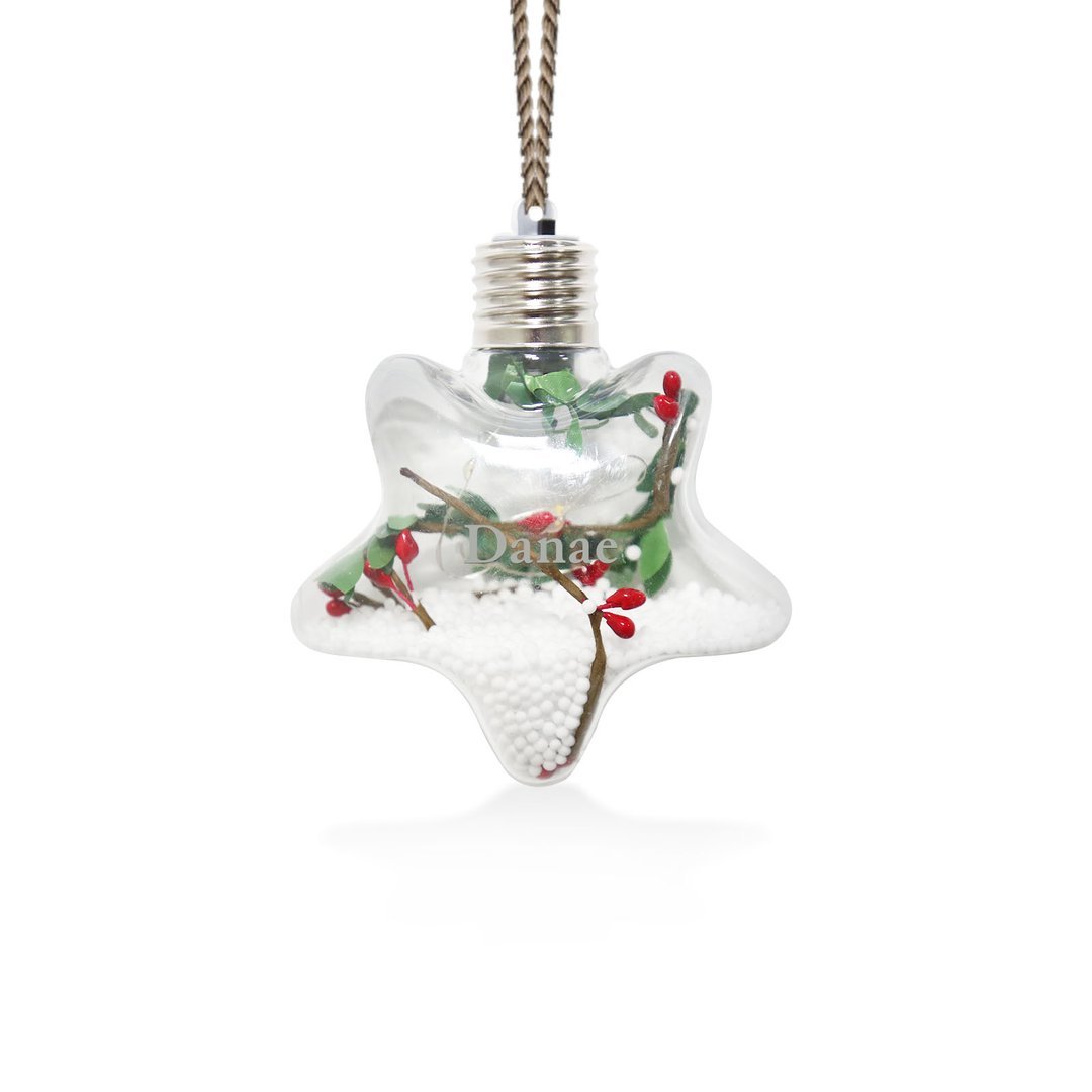 Bola navideña Adorno de Navidad 1 nombre personalizado en forma de estrella con luces LED 