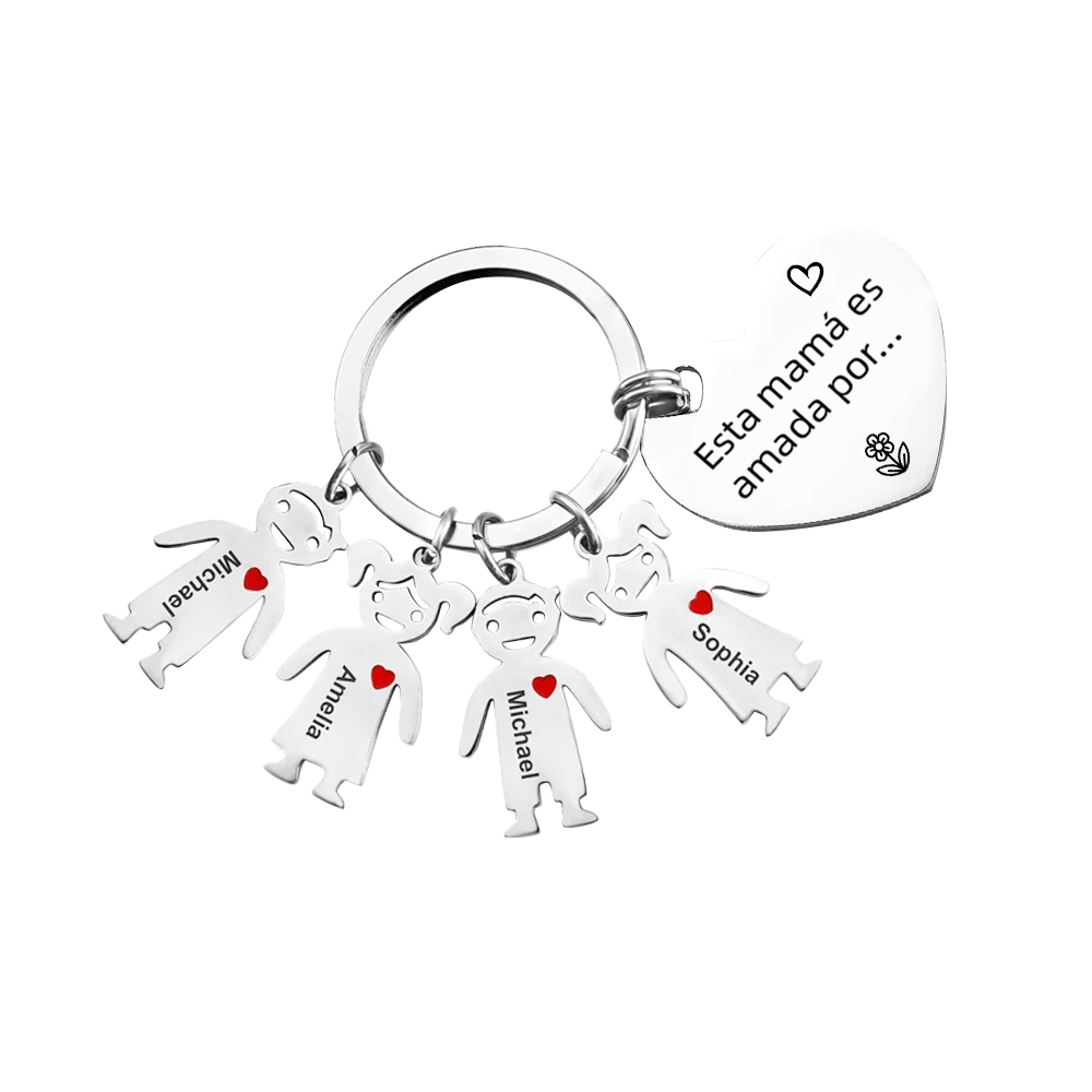 A mi mamá - Llavero con 4 nombres personalizados en "niños"-Jessemade ES