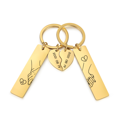 A mi querido-Llavero para pareja mano a mano 2 letras personalizadas con fecha-Jessemade ES