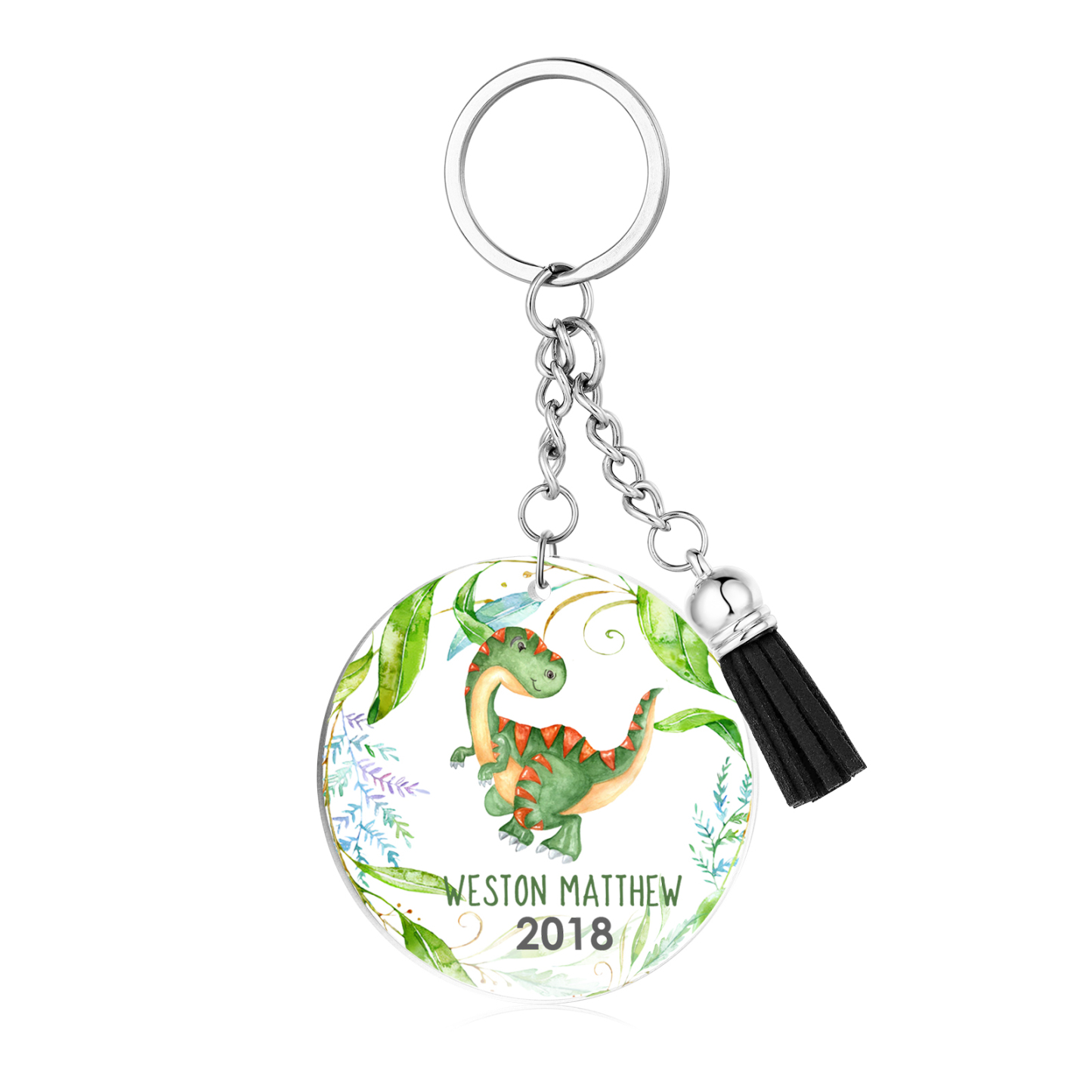 Llavero redondo de acrílico con animales para niñit@s personalizado con 1 nombre y año-Jessemade ES