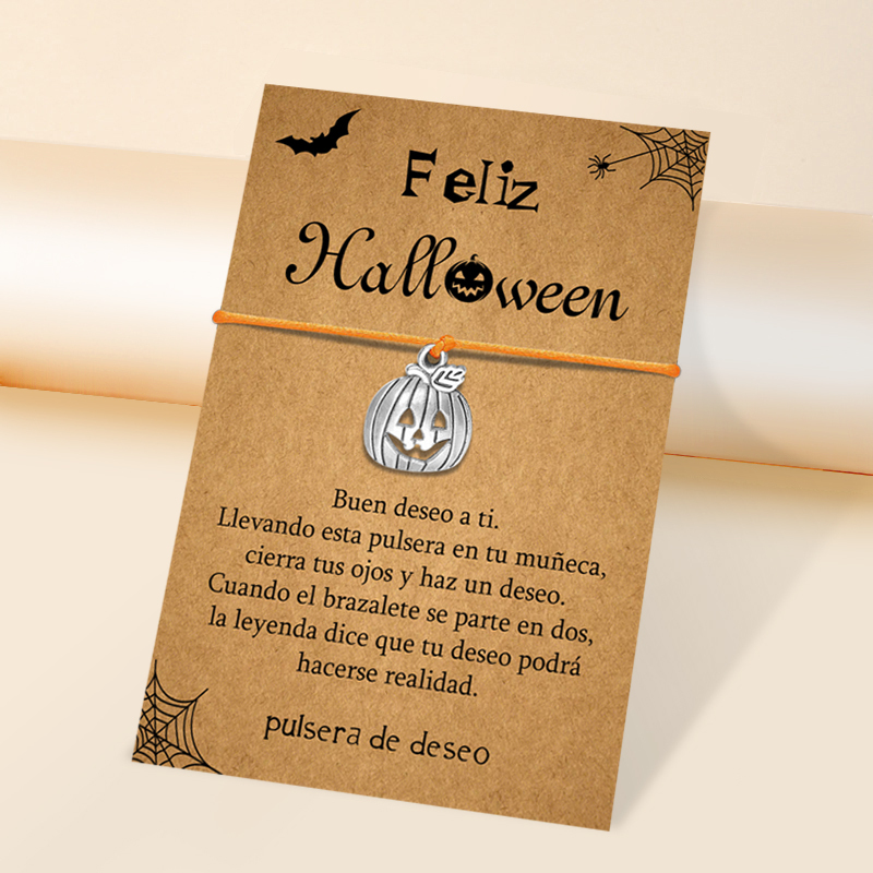 Pulsera de deseos-Unidad de pulsera y tarjeta de calabaza🎃 ¡Feliz Halloween!-Jessemade ES