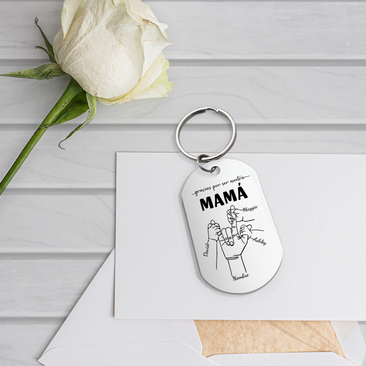 A mi mamá-Llavero 2-6 Nombres Personalizados "DEDOS COGIDOS"-Jessemade ES