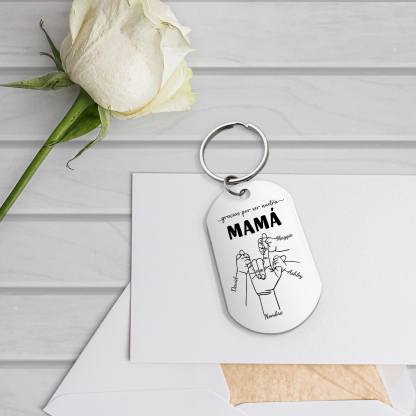 A mi mamá-Llavero 2-6 Nombres Personalizados "DEDOS COGIDOS"-Jessemade ES