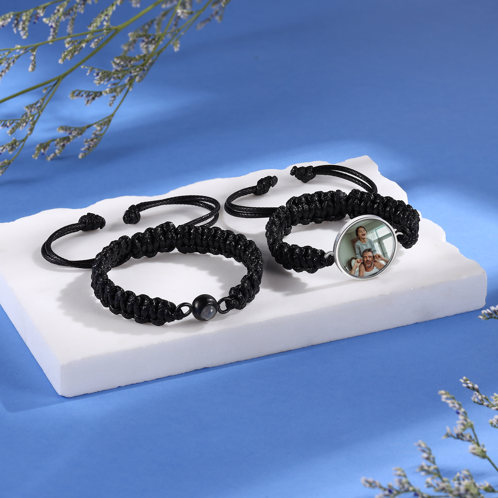 Pulsera de cuerda para familia con 2 fotos personalizadas para padres e hijos-Jessemade ES