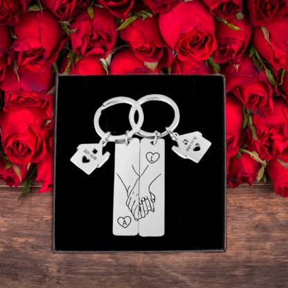 Llaveros para Pareja Personalizados con Letras, Fecha y Colgante de Casa | Jessemade ES
