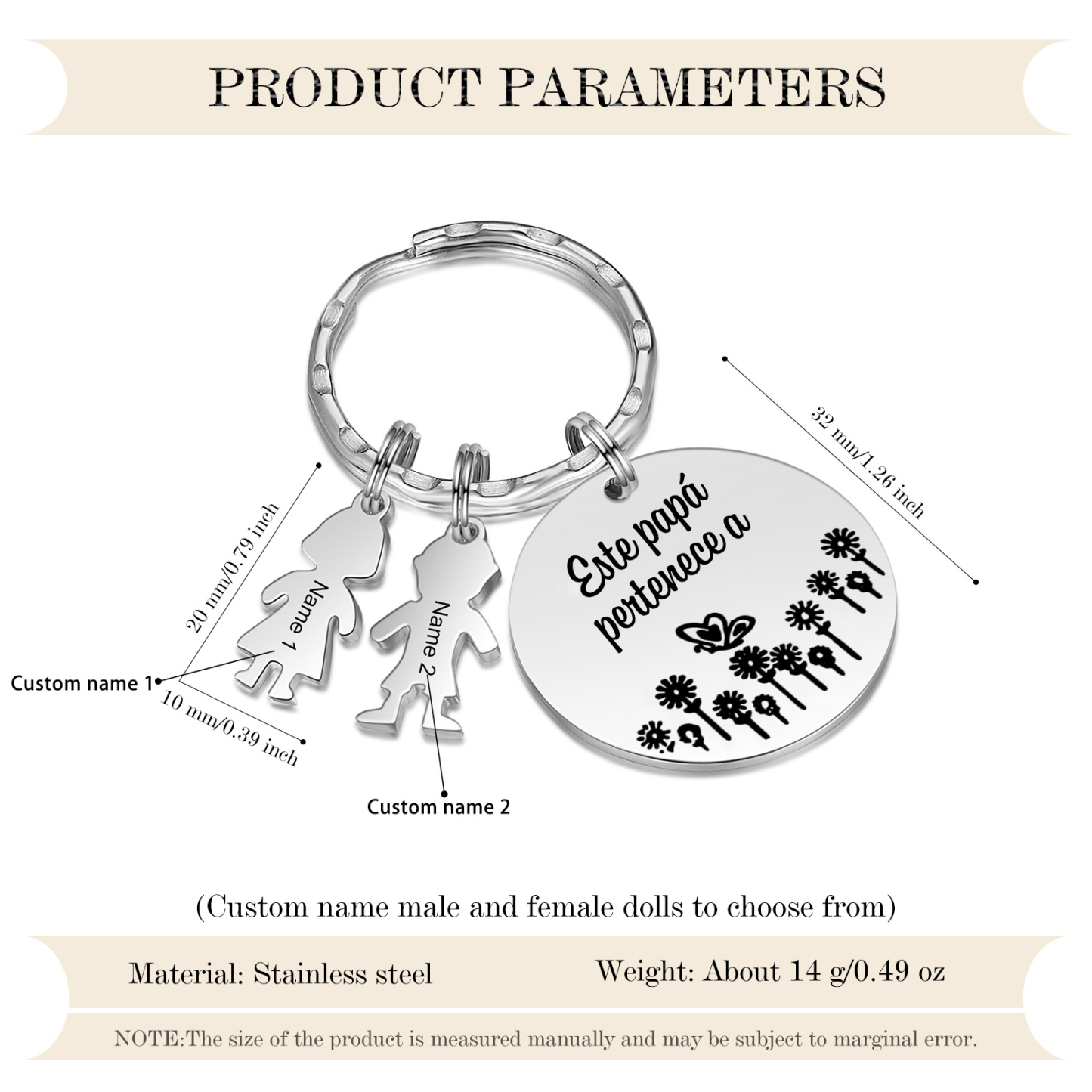 A mi papá - Llavero con 1-5 nombre personalizado en "niños"-Jessemade ES