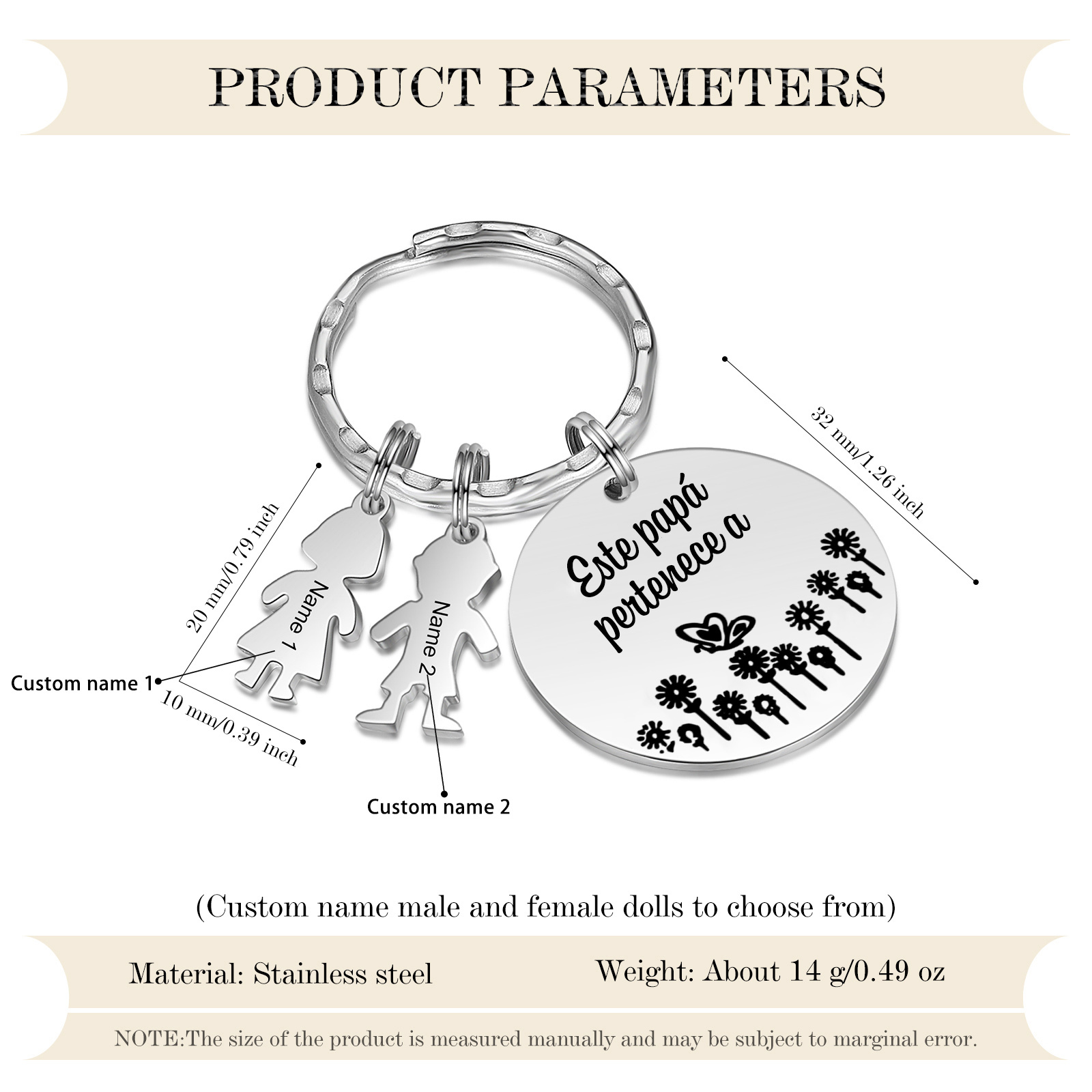 A mi papá - Llavero con 1-5 nombre personalizado en "niños"-Jessemade ES