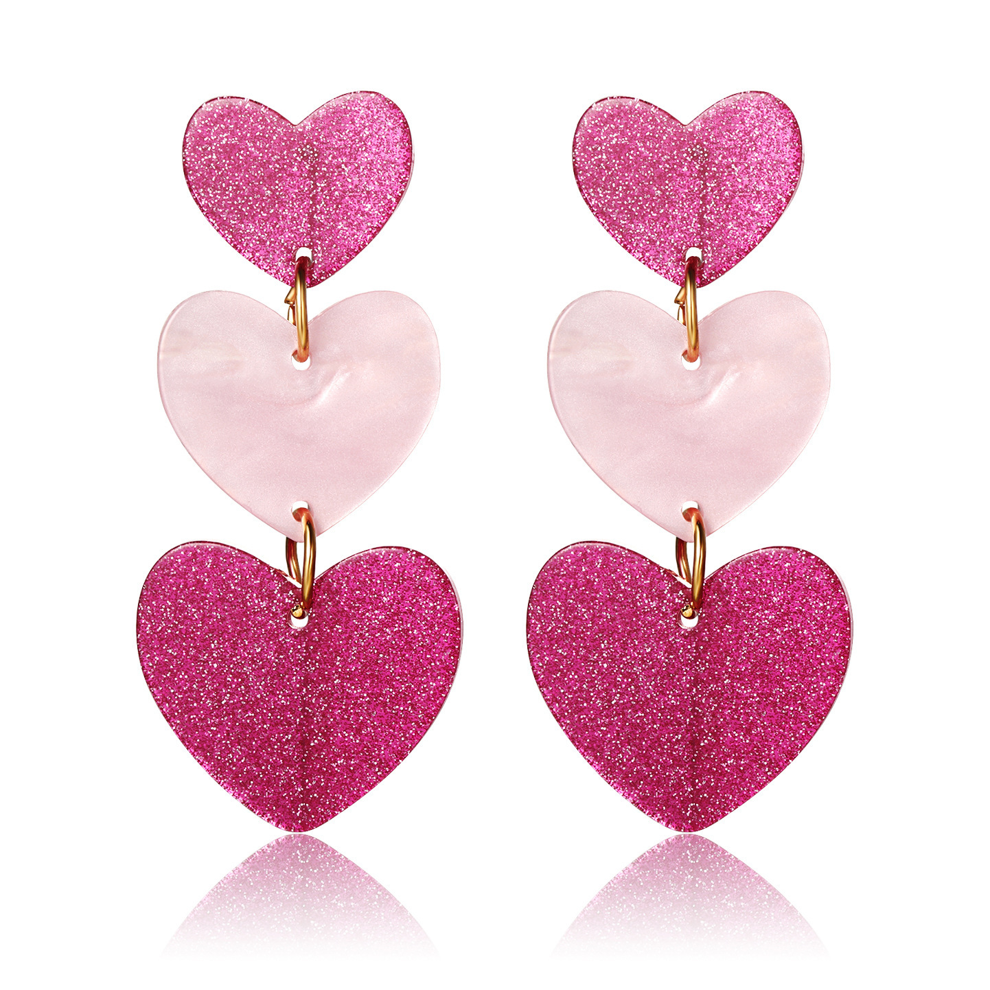 San Valentín-Pendientes de tres corazones-Jessemade ES