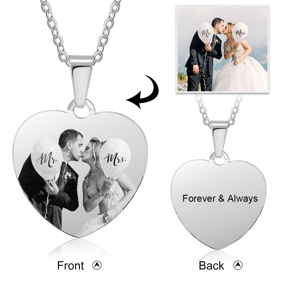 Collar de corazón con 1 foto personalizada y 1 nombre