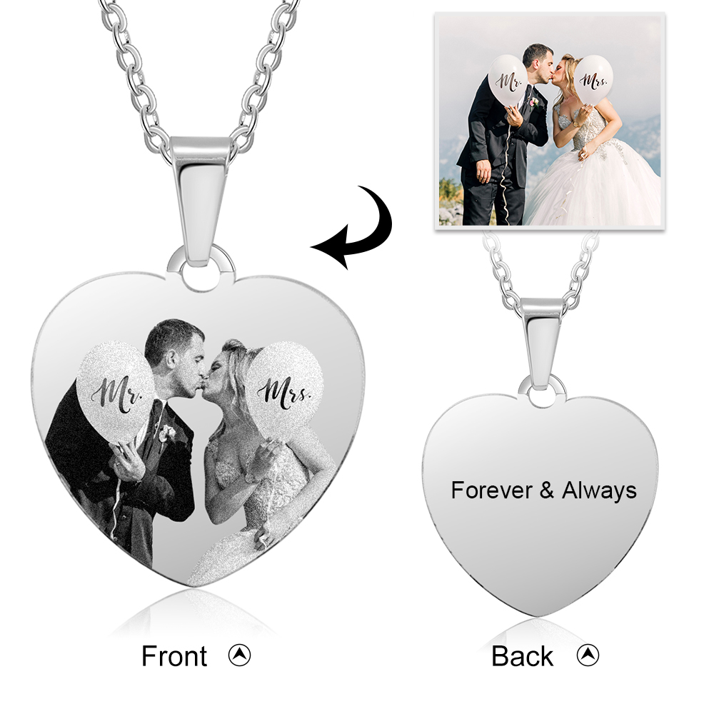 Collar de corazón con 1 foto personalizada y 1 nombre