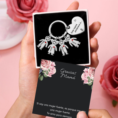 A mi mamá - Llavero con 4 nombres personalizados en "niños"-Jessemade ES