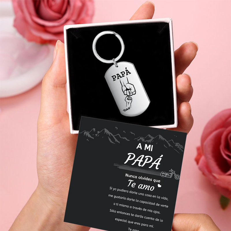 A Mi Papá-Llavero Personalizado Puño con Puño 1 Nombre-Jessemade ES