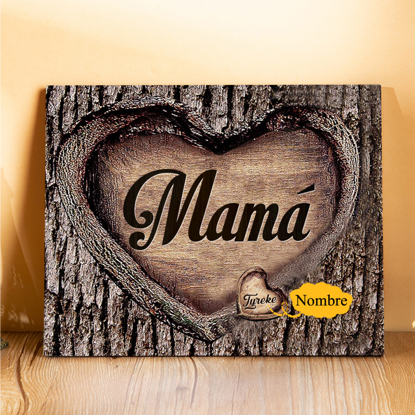A mi mamá-Lámina marco de madera para mamá personalizado con 1 nombre-Jessemade ES