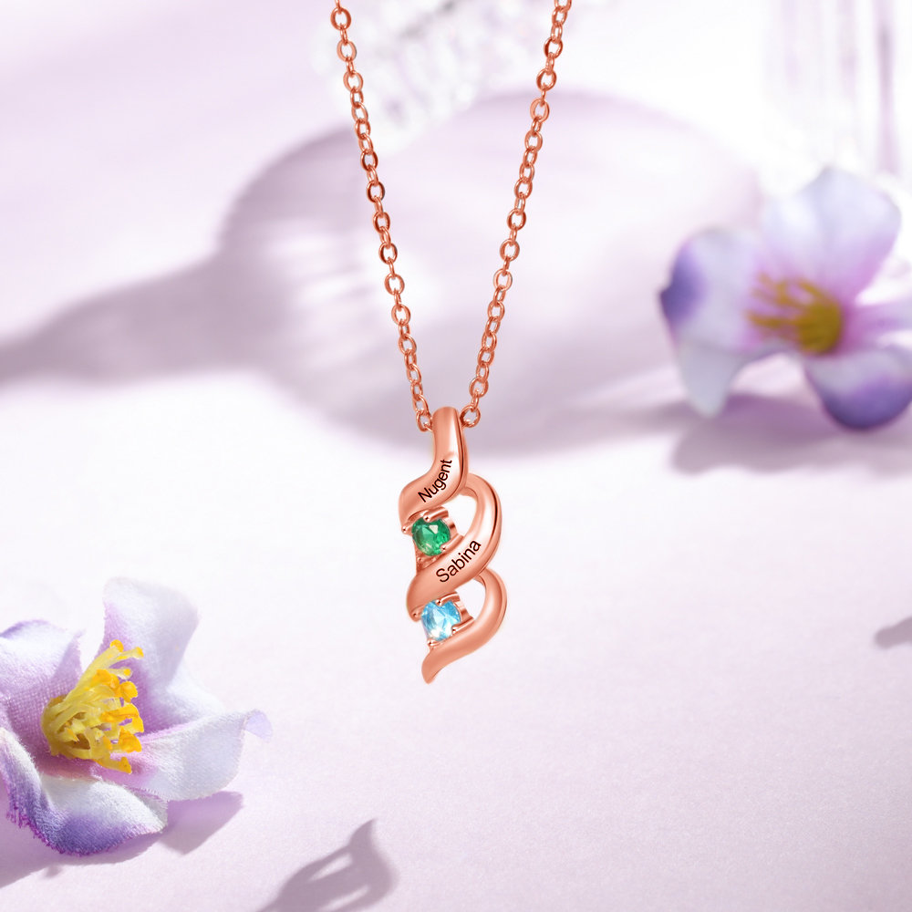 Collar de DNA 2-7 nombres y piedras personalizados-Jessemade ES