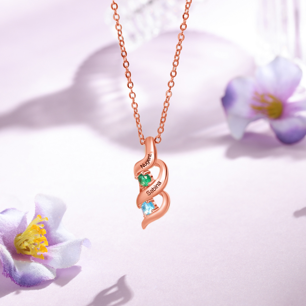 Collar de DNA 2-7 nombres y piedras personalizados-Jessemade ES