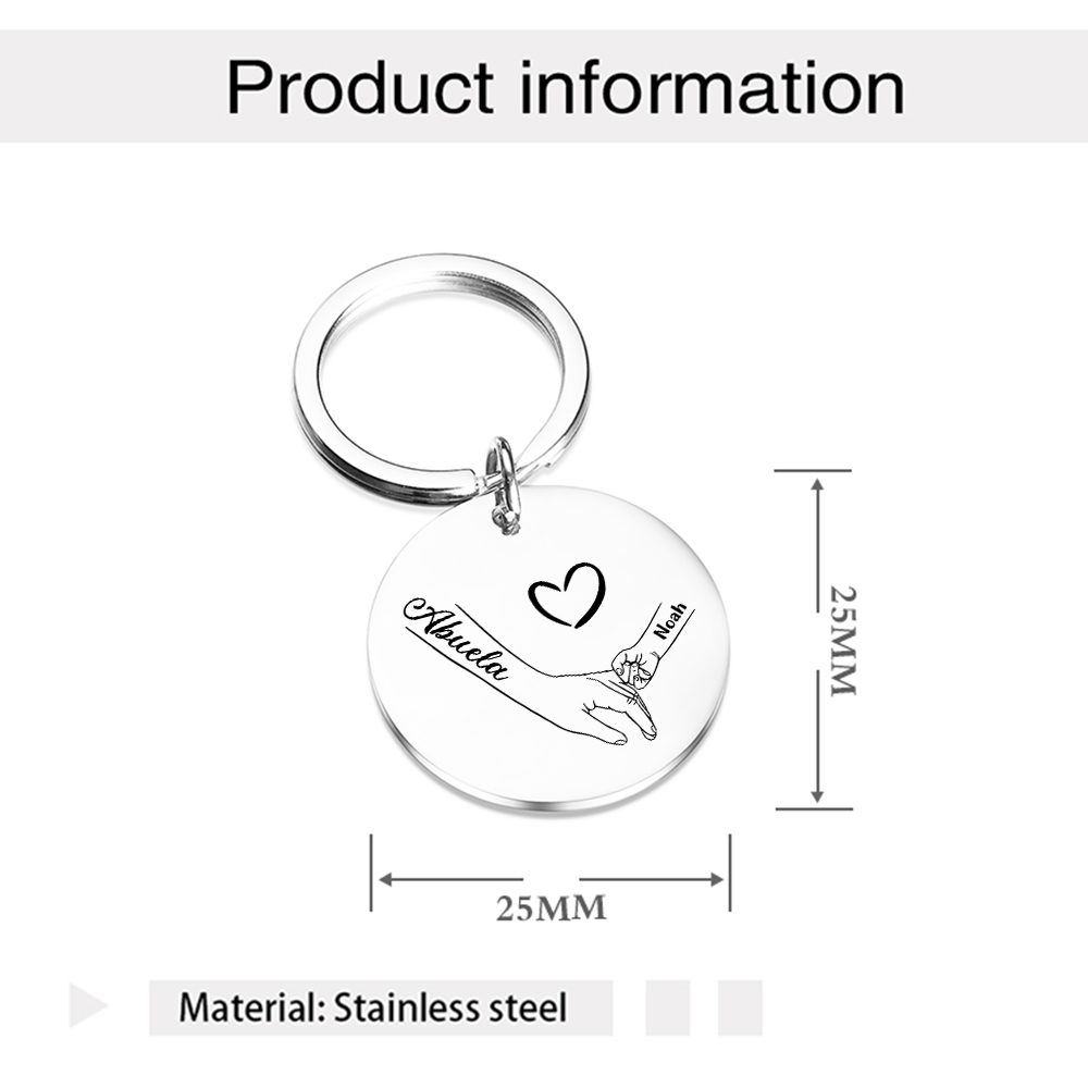 A mi abuela - Llavero 1-6 Nombres Personalizado MANOS COGIDAS-Jessemade ES