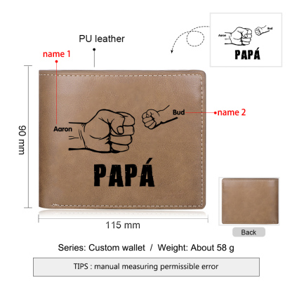 A mi papá-Cartera 2-5 nombres y foto personalizados billetera clásica puño a puño -Jessemade ES