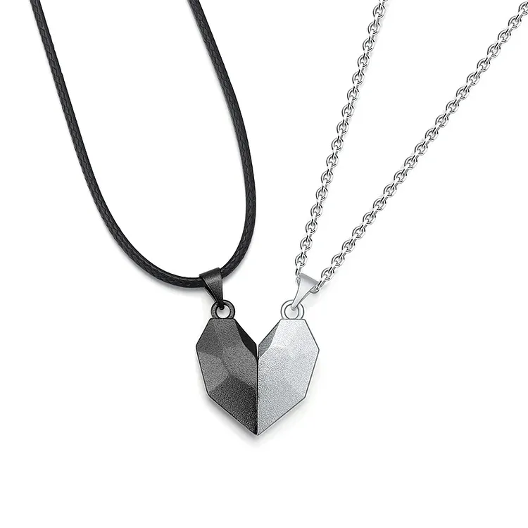 A mi amor-Collares personalizados para pareja con dije de corazón de rompecabezas magnético grabado de dos letras-Jessemade ES