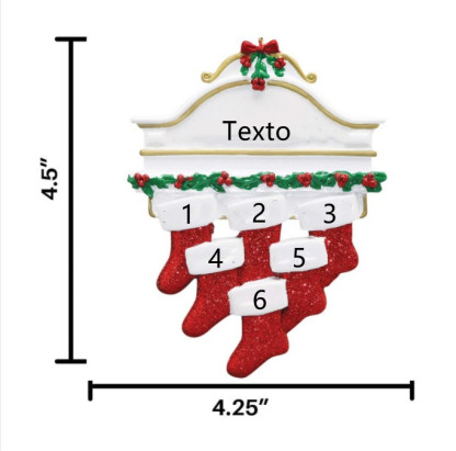 Navidad-Ornamento calcetines navideños 6 nombres personalizados con texto