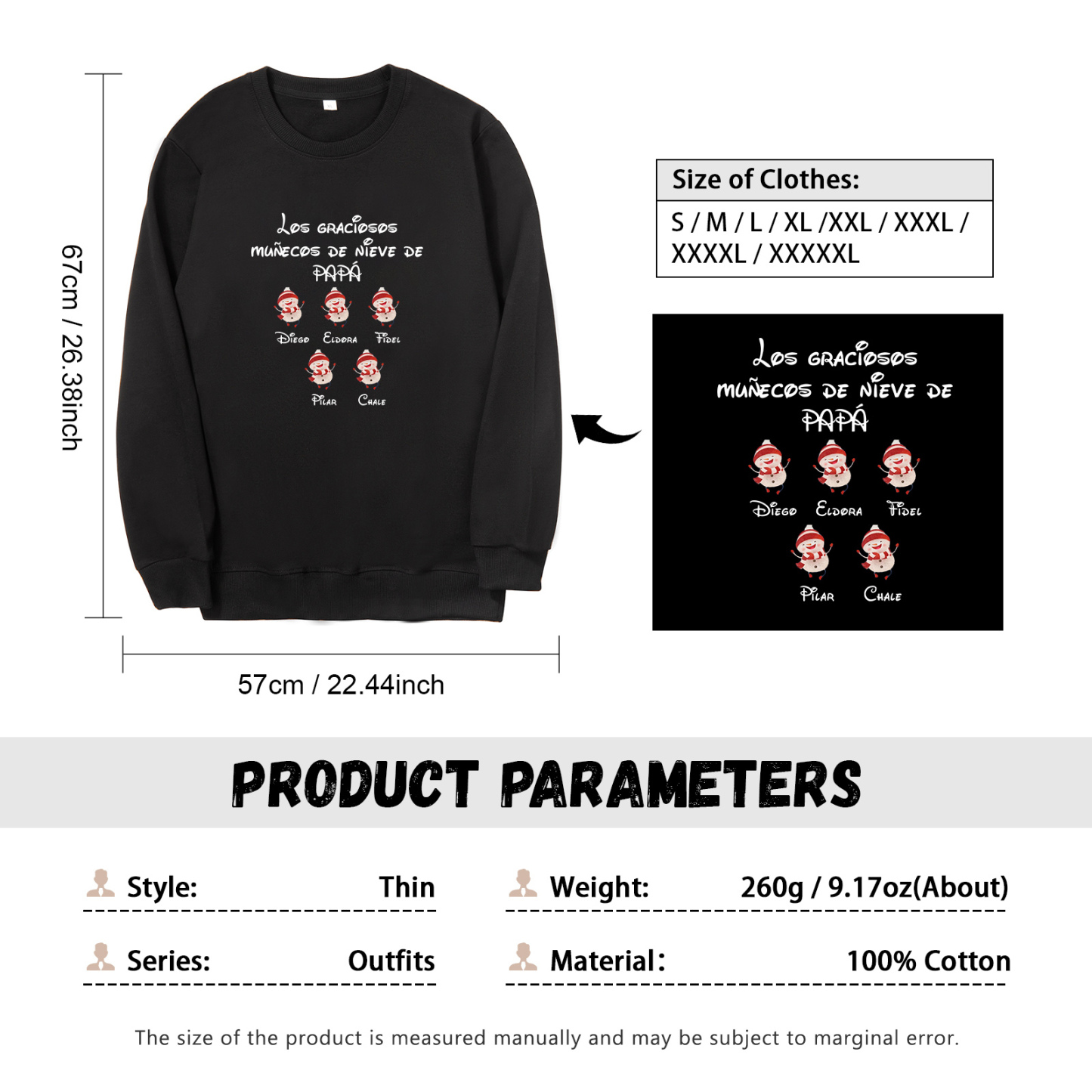 Familia-Sudadera "Muñecos de nieve" 6 nombres personalizados-Jessemade ES