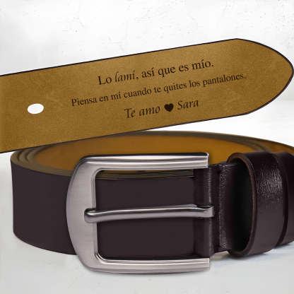 Cinturón de cuero para hombre con 1 nombre y 1 texto personalizados con frases amorosos regalo para pareja | Jessemade