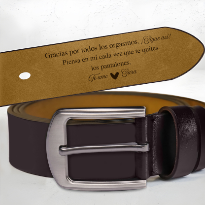 Cinturón de cuero con frases amorosos para hombre con 1 nombre y 1 texto personalizados regalo para pareja | Jessemade