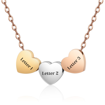 Collar de corazones personalizado con 3 letras-Jessemade ES
