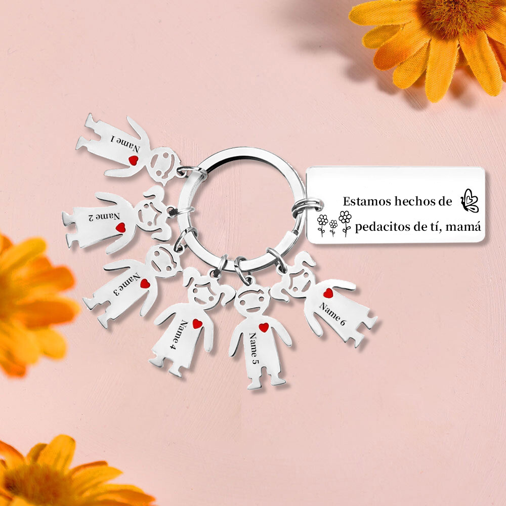 A mi mamá - Llavero 1-6 Nombres Personalizado con Charms de Niños-Jessemade ES