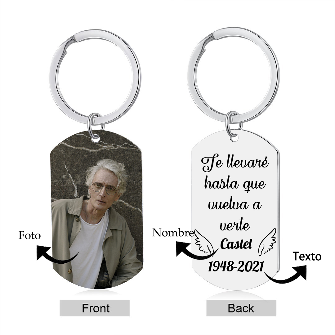 Llavero conmemorativo a un ser querido personalizado con foto, nombre y años-Jessemade ES