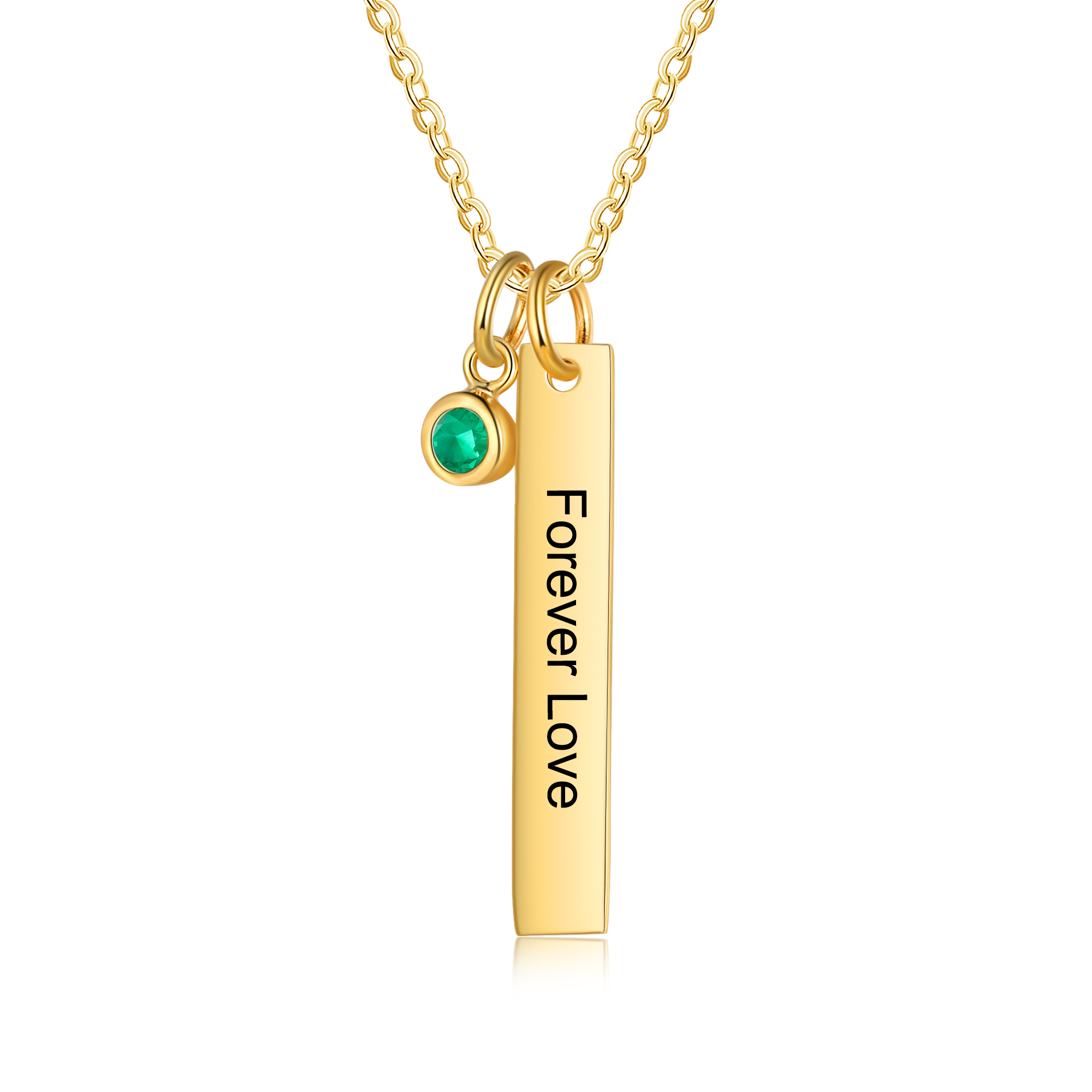 Collar con colgante de placa con 1-6 piedras de nacimiento personalizadas con texto-Jessemade ES