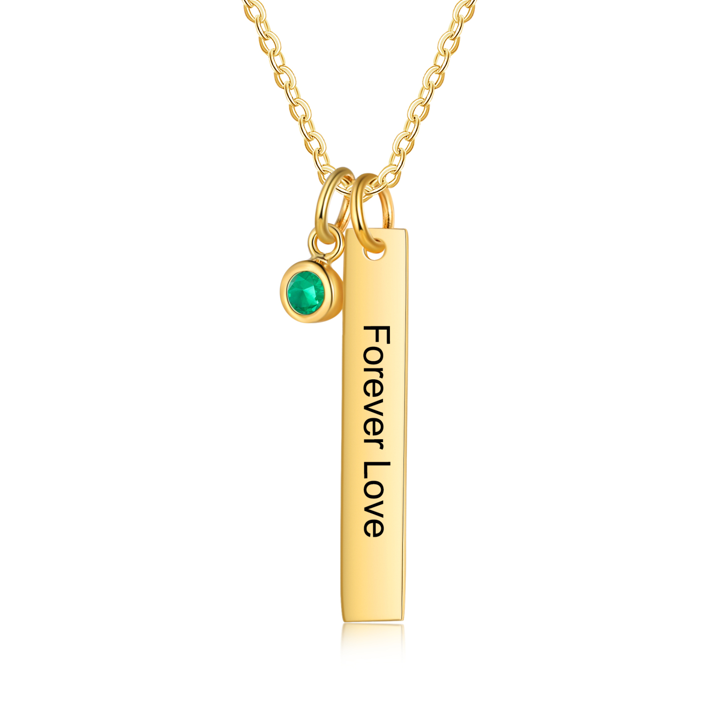 Collar con colgante de placa con 1-6 piedras de nacimiento personalizadas con texto-Jessemade ES