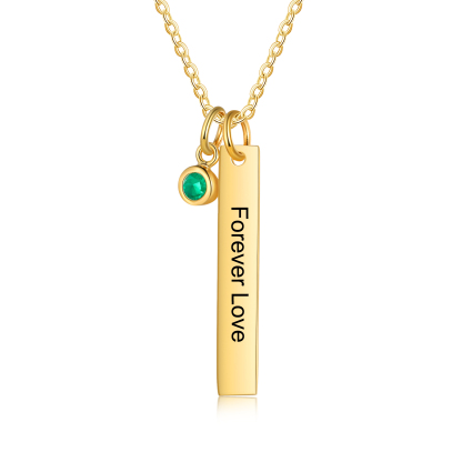 Collar con colgante de placa con 1-6 piedras de nacimiento personalizadas con texto-Jessemade ES