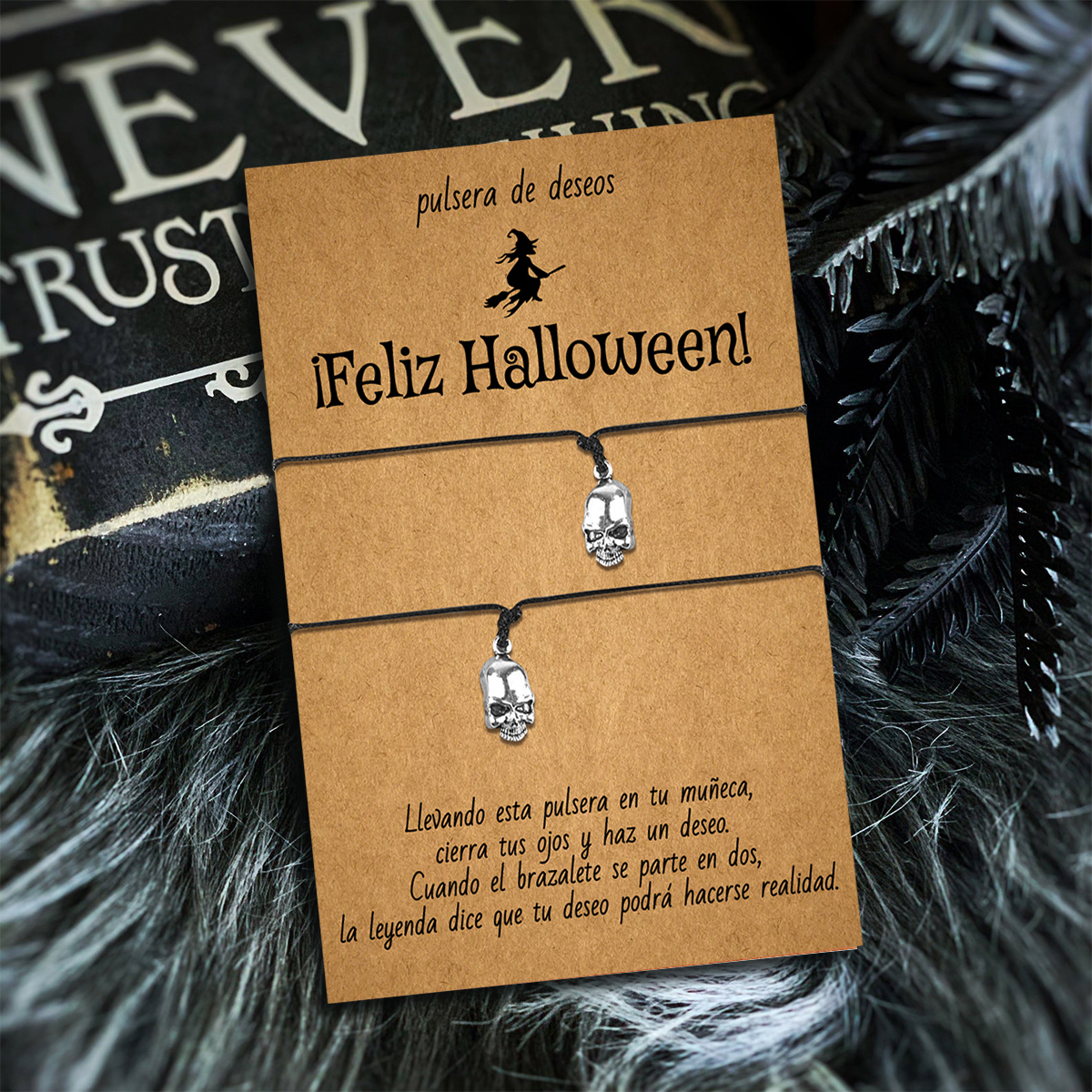 Pulsera de deseos-Unidad de 2 pulseras de calavera💀 ¡Feliz Halloween!-Jessemade ES