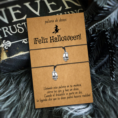 Pulsera de deseos-Unidad de 2 pulseras de calavera💀 ¡Feliz Halloween!-Jessemade ES
