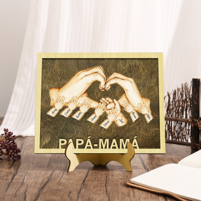 A mi mamá/papá-Adorno 2-8 nombres personalizados decoración de madera mano con mano-Jessemade ES