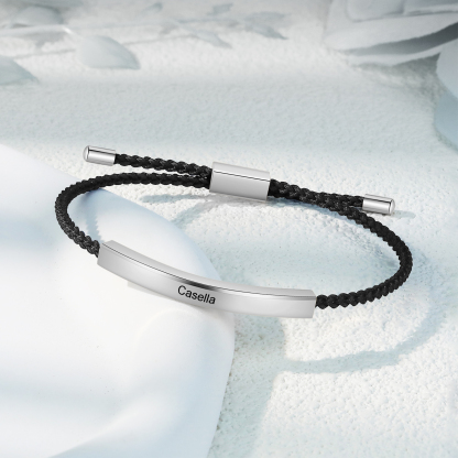 Pulsera de cuerda tejida a mano con nombre y texto personalizados seis colores placa plateada