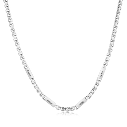 Collar de cadena personalizado con 1-5 nombres para hombre
