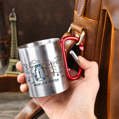 Taza de acero inoxidable actividad al aire libre para pareja 2 nombres personalizados-Jessemade ES