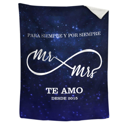 Pareja-Manta de buen calidad de infinito personalizada con 2 nombres y fecha-Jessemade ES