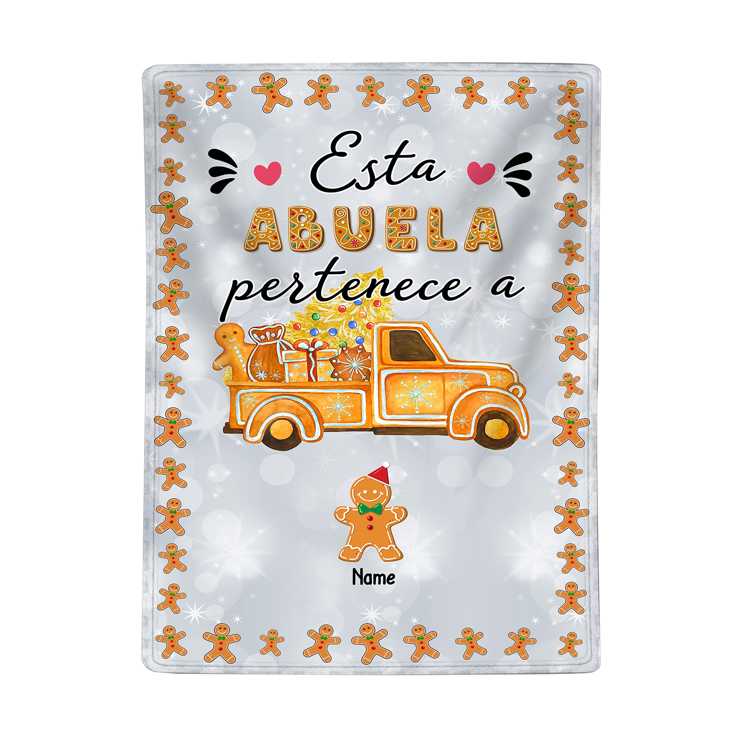 A mi abuela-Manta de buen calidad de Navidad hombre de jengibre personalizada con 1 nombre-Jessemade ES